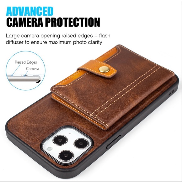 Chestnut Brown Leather Card Holder Case iPhone 13 Pro Max - Picture 4 of 6
